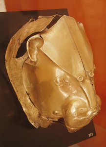Rhyton en forme de tête de lion, du Cercle des tombes A, Mycènes, c.16e siècle av. J.-C.